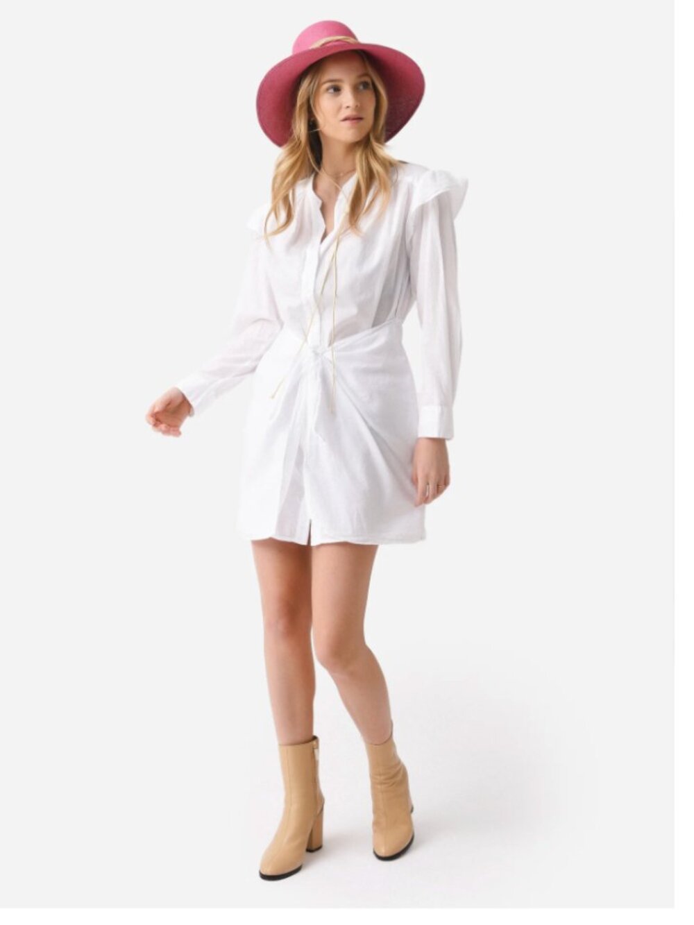 XIRENA SURI WHITE COTTON SHIRT DRESS SIZE MEDIUM